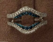 2 Ct Lab-Created Blue Topaz Wrap Enhancer Engagement Ring 14k White Gold Plated