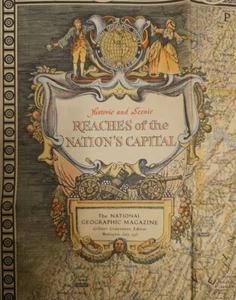 Vintage 1938 Map Historic & Scenic Reaches of the Nation's Capital Washington DC - Picture 1 of 4