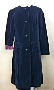 Abrigo de Terciopelo Vintage Años 80 Forro a Cuadros Negro Steampunk Gótico California - Imagen 1 de 10