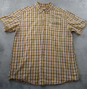 Columbia Button Up Shirt Men's XL Orange/Yellow Madras Plaid Short Sleeve Cotton - Picture 1 of 9