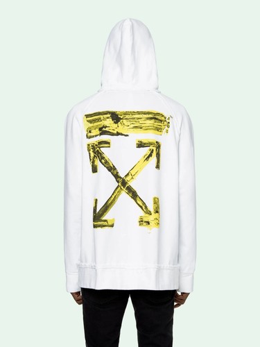 Felpa con cappuccio oversize Off White frecce acriliche maglione cotone bianco S