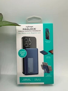 MyCharge Maglock 3000mAh/12W Wireless Charger + USB-C Power Bank - Blue - Picture 1 of 3