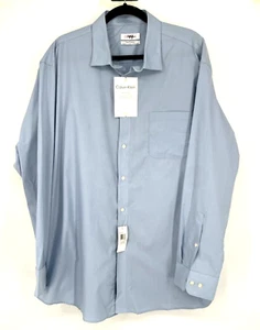 Calvin Klein men 2XL Fresh Comfort Stretch Wrinkle Free Shirt 18-18.5 blue 34/35 - Picture 1 of 13