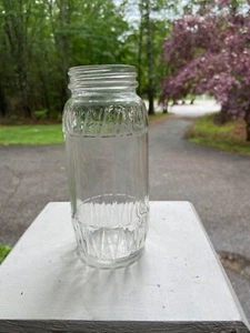 Antique Unique Diamond Design Clear Bottle Mason Jar Screw Top 6" - Picture 1 of 7