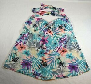 Tropical Flower Bright, Colorful Halter Tankini- Collections by Catalina Size XL