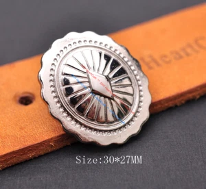 10X 30*27MM Bling Silver Southeast Tribal Diamond Flower LEATHERCRAFT CONCHO Set - Picture 1 of 10