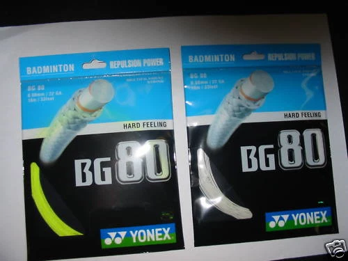 5 Packs Genuine Yonex Badminton String, BG-80, 10 m each, Yellow