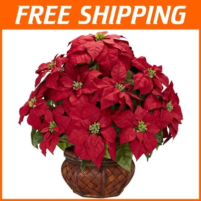 Arreglo realista de seda de pascua roja Foto 1 de 4