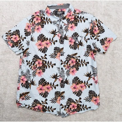 Eighty Eight Brand Hawaiian Short Sleeve Casual Shirt Blue Pink Floral Size L - Image 1 of 4