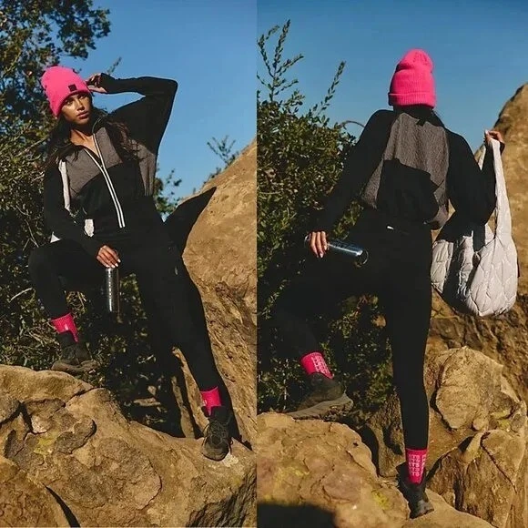 Free People Movement Keepin cozy one piece athleisure fleece jumpsuit blk gray - Image 1 of 4