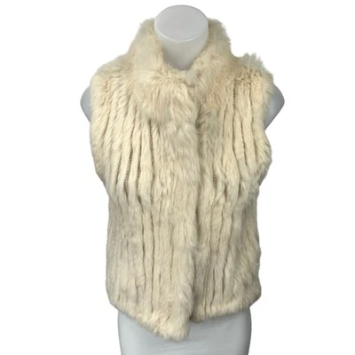 HH Haute Hippie Genuino Piel de Conejo Crema Sin Mangas Chaqueta Chaleco Abrigo Top Talla S Foto 1 de 4