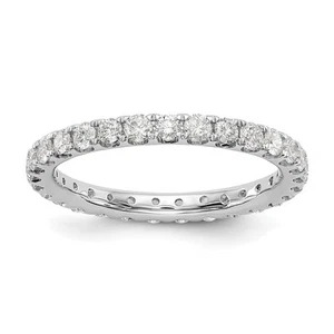 2mm 14K White Gold U Shared 1.0 Ctw Diamond Eternity Band Size 7 - Picture 1 of 8