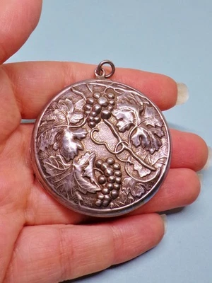 ARGENTO 925 ciondolo locket medaglione antico sterling antique art nouveau - Immagine 1 di 4