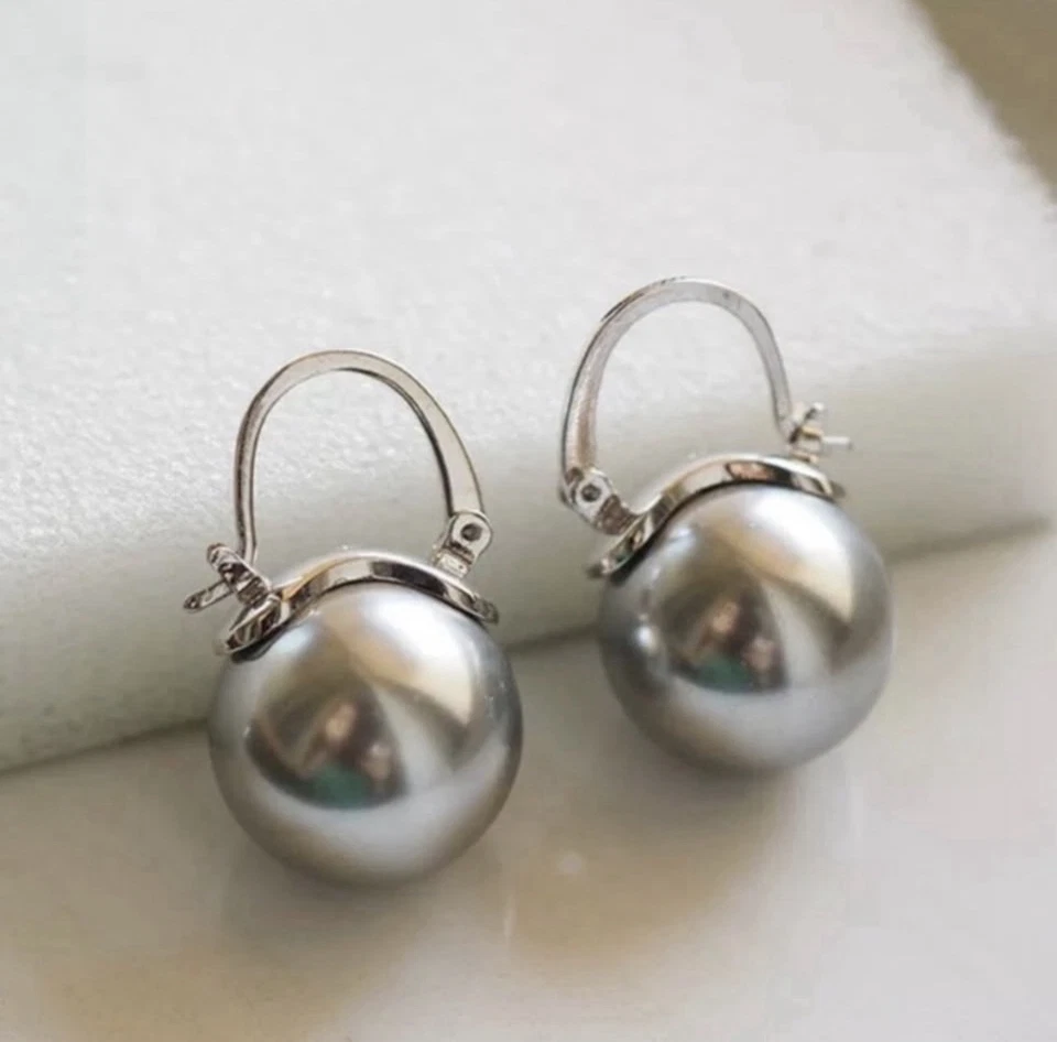 Hermosos pendientes de perlas de plata para mujer regalo Foto 1 de 3