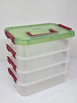 Bandeja de 4 asas Sterilite Holiday 4 capas apilable y caja de transporte, 10-5/8 pulgadas Foto 1 de 4