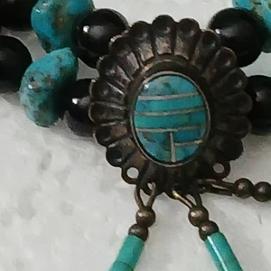 Traditioneller Halsreif Mosaik Intarsien Handarbeit Leder, Glas, Metallperlen, Leder - Bild 1 von 15