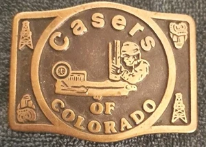 RARE Vintage CASERS of COLORADO Brass Belt Buckle 1981 - Picture 1 of 2