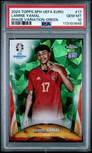 2024 Topps Chrome Sapphire UEFA EURO Lamine Yamal Variation RC Green /99 PSA 10 - Picture 1 of 2