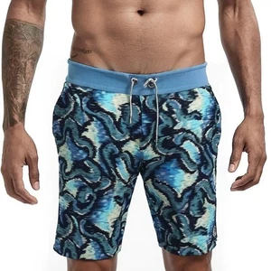 Volcom Board Shorts Mens 31x9 Surf Swim Beach Wakeboard Abstract Blue Waves - Picture 1 of 11