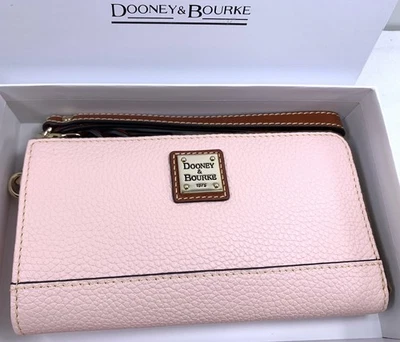 Dooney & Bourke Pebble Grain Folded Zip Wristlet Clutch Wallet Blush Color - Image 1 of 4