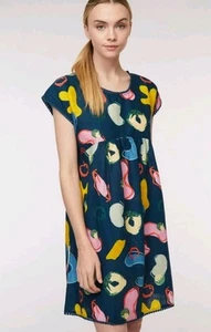 Gorman x Katie Eraser Smock Dress Womens Size L Blue Organic Cotton Colourful - Picture 1 of 12