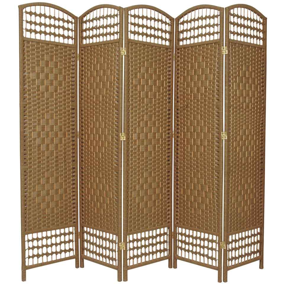 5 1/2 pies Divisor de habitación alto tejido de fibra - Natural - 5 paneles Foto 1 de 1
