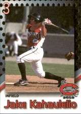 2010 Carolina Mudcats Team Issue #19 Jake Kahaulelio Petaluma California CA Card