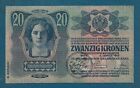 20 Kronen 1913. Auflage Austria Hungariy Banknotes Stamp Fiume Rijeka Croatia !