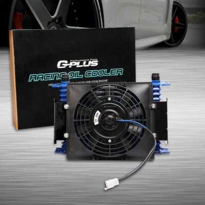 Ajuste de 15 filas para enfriador de aceite de transmisión de motor universal + kit de ventilador de refrigeración fijo de 7" Foto 1 de 4