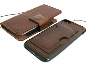 Echt Dunkel Leder Tasche für iPhone 8 Plus Book Wallet Cover Abnehmbar Kabellos - Bild 1 von 7