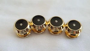 Used 4 studs cubic zirconia Black Gold Tuxedo studs tux cuff links - Picture 1 of 3