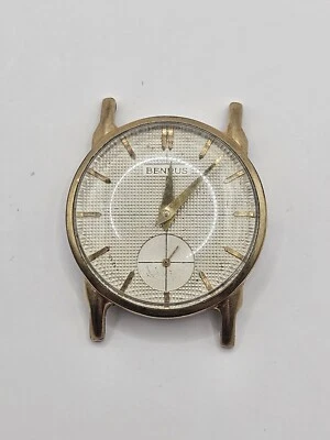 Vintage BENRUS Fino "Sir Preston" Mira (Quadrante) Mostrador Waffle 10K Peças RGP - Imagem 1 de 4