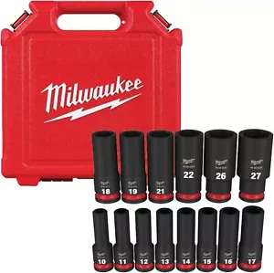 Milwaukee 49-66-7014 14PZ SHOCKWAVE Impact Duty 1/2" Unità Metrica 6PT Presa Set - Foto 1 di 4