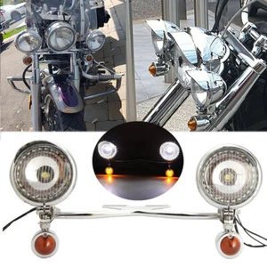 Chrome Motorcycle Passing Driving Spot Fog Lamp Turn Signal Light For Harley - Picture 1 of 7