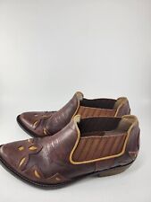 Lucky Brand Western Cowboy Chelsea Ankle Bootie size 8 Two Tone Brown Leather