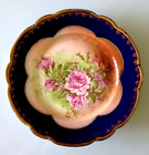 Assiette porcelaines MZ Austria Rehaussé main, décor cobalt,fleurs et.or.1884-09
