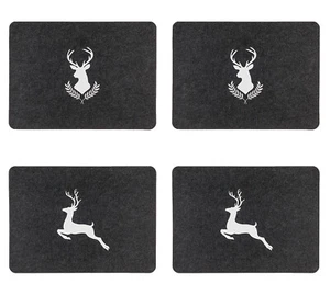 Juego de mesa 4 juego de posavasos motivo fieltro gris oscuro juego de asientos 44x32 cm posavasos decoración - Imagen 1 de 5