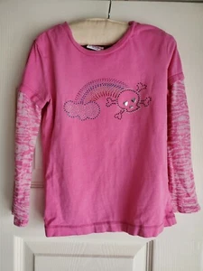 Girls Children's Place Size XS 4 Long Sleeve Pink Burn Out Skull Cross Bones... - Picture 1 of 5