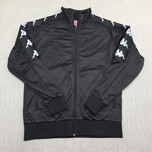 Kappa Track Jacket Mens Medium Black Full Zip Mock Neck Streetwear Hip Hop - Picture 1 of 11