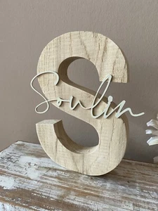 Holzbuchstabe Kinderzimmer, Naturbuchstaben, Taufgeschenk, Geschenk Zur Geburt - Bild 1 von 5