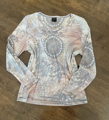 Винтажный Y2K 2000-х Suzie в городе верхний XL длинным рукавом богемный цветочный фея - Изображение 1 из 4