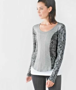 Lululemon Between the Lines Long Sleeve Shirt Heather Gray Desert Snake Size 10 - Picture 1 of 6