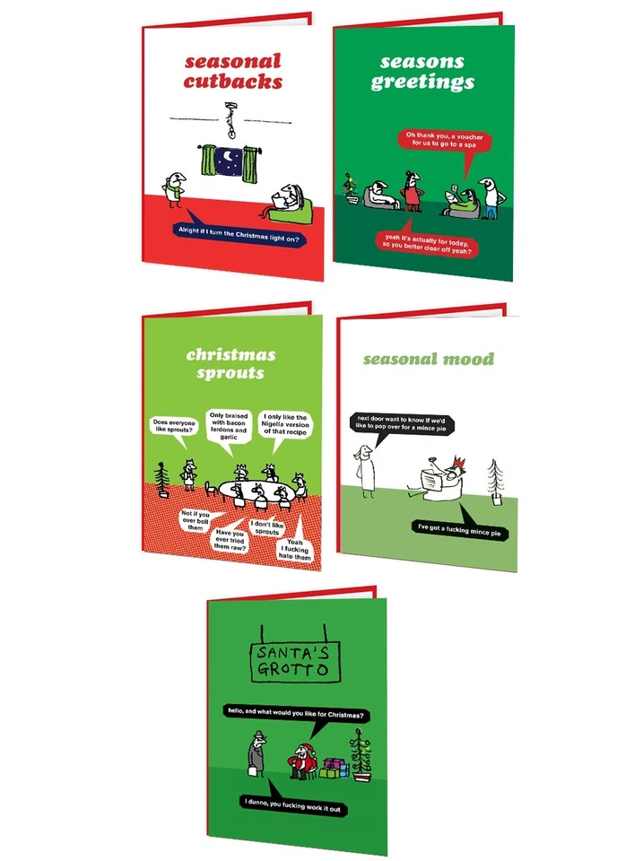 BRAINBOX CANDY | MODERN TOSS Modern Toss Christmas Xmas Cards Multi Pack of 5 Funny Hilarious Cheeky Humour
