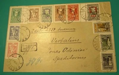 1920 Lituania Kretinga Memel cubierta juego completo en cubierta corte Foto 1 de 2