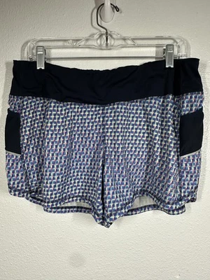 Pantalones Cortos Athleta Para Mujer Grandes Geométricos Atléticos Correr Bolsillos Cremallera Trasera Foto 1 de 4