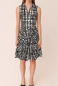 Vestido geométrico sin mangas blanco y negro Samantha Sung - Imagen 1 de 10