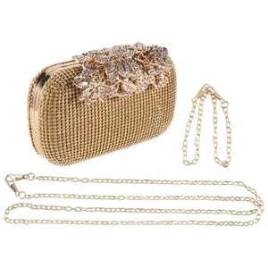 2X(Bolso de Noche Dorado Estrás Cartera sin asas Fiesta Nupcial Baile de graduación Y9S8)6132 - Imagen 1 de 5