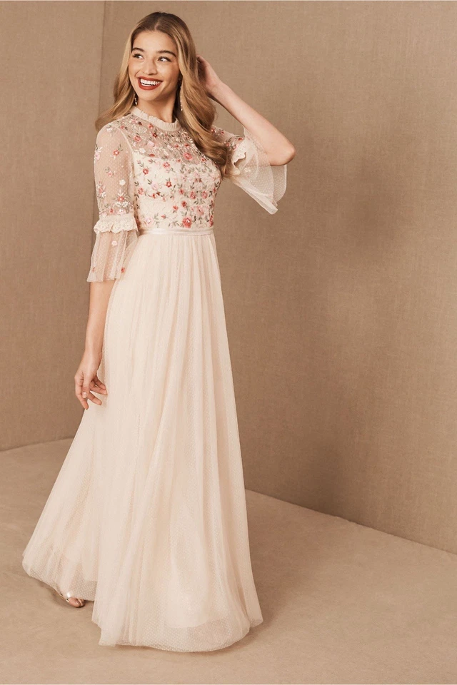 Nuevo Maxi Vestido Aguja e Hilo Mariposa Prado Talla 10 Foto 1 de 4