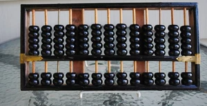 Abaco marca fiore di loto vintage 13 file 91 perline 2 aste in metallo - Foto 1 di 5