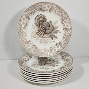 7 piatti da portata Queens Myott Factory 10" Thanksgiving marrone tacchino - Foto 1 di 18